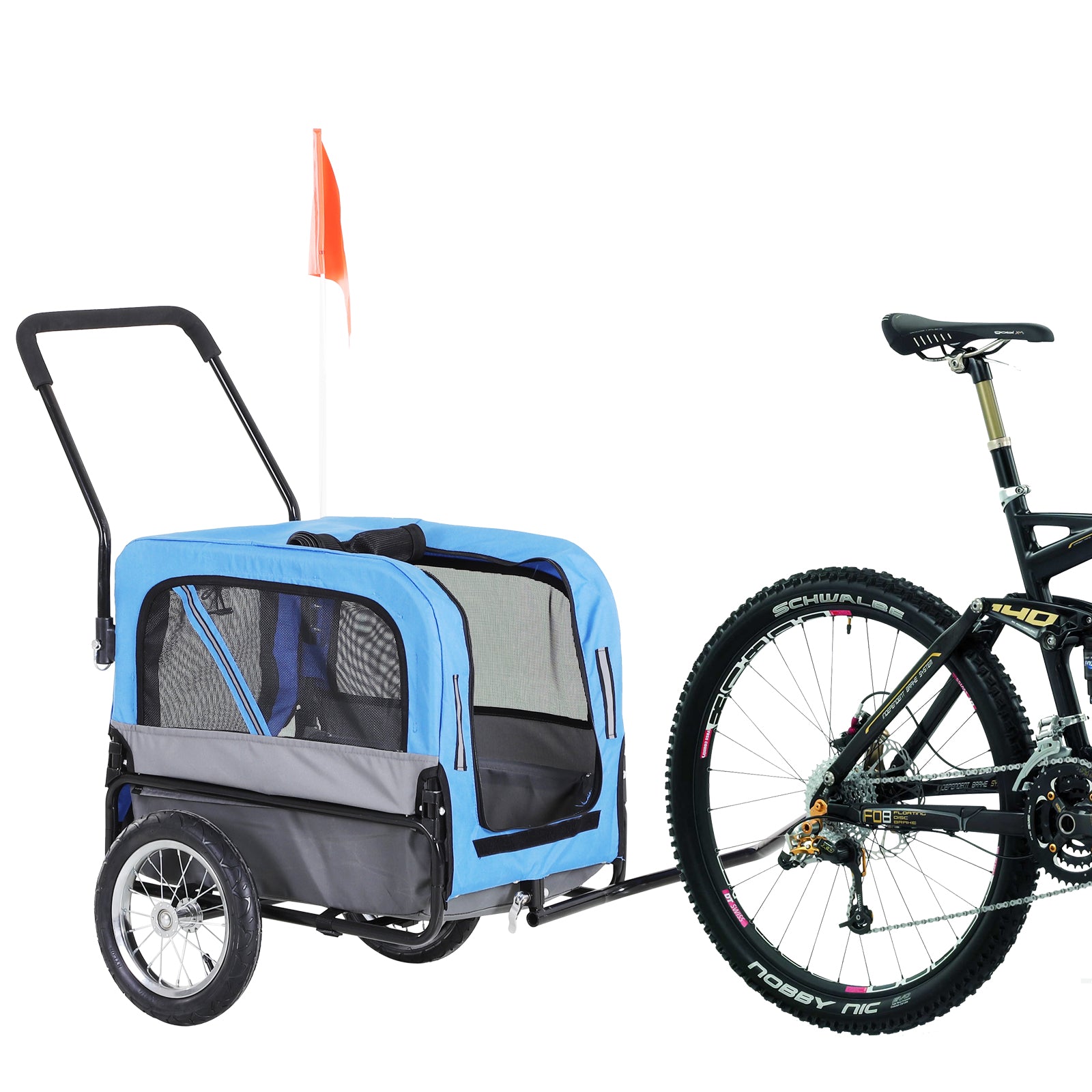 vidaxl dog stroller PawHut 2-In-1 Dog Bicycle Trailer / Stroller Pet Carrier with 360 – Christianna Casta Boutique